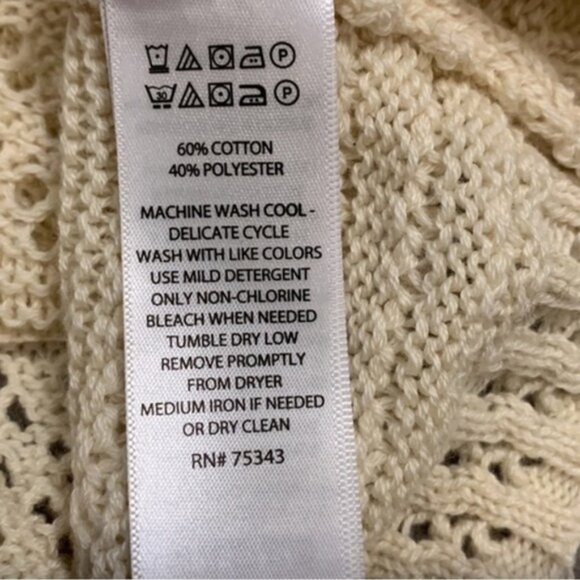 Joie short sleeve open knit crochet collared sweater ivory/cream M - Picture 7 of 7